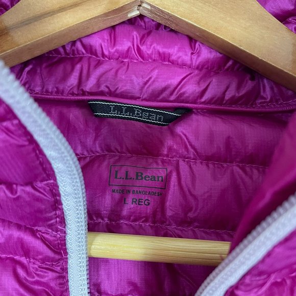 LL Bean Womens Ultralight Downtek Down Puffer Jacket Suze L Fuschia Stowaway - Picture 9 of 13